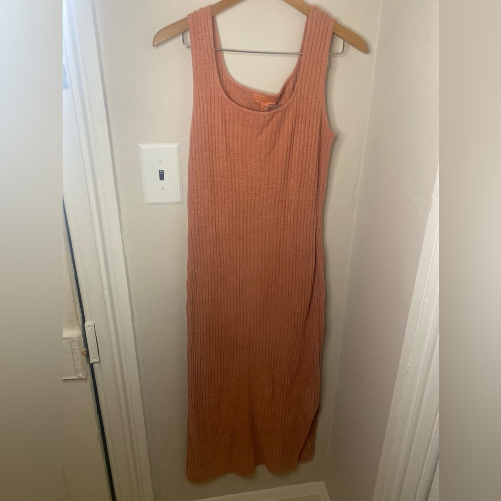 Barefoot Dreams Cozychic Ultralite Ribbed square neck dress desert coral